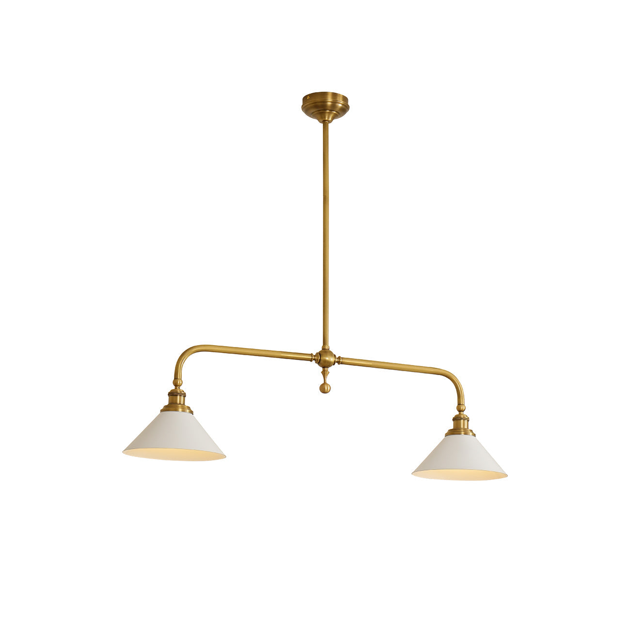 Elowen | Mid Century Metal Frame Pendant Light with Dual Glass Shades