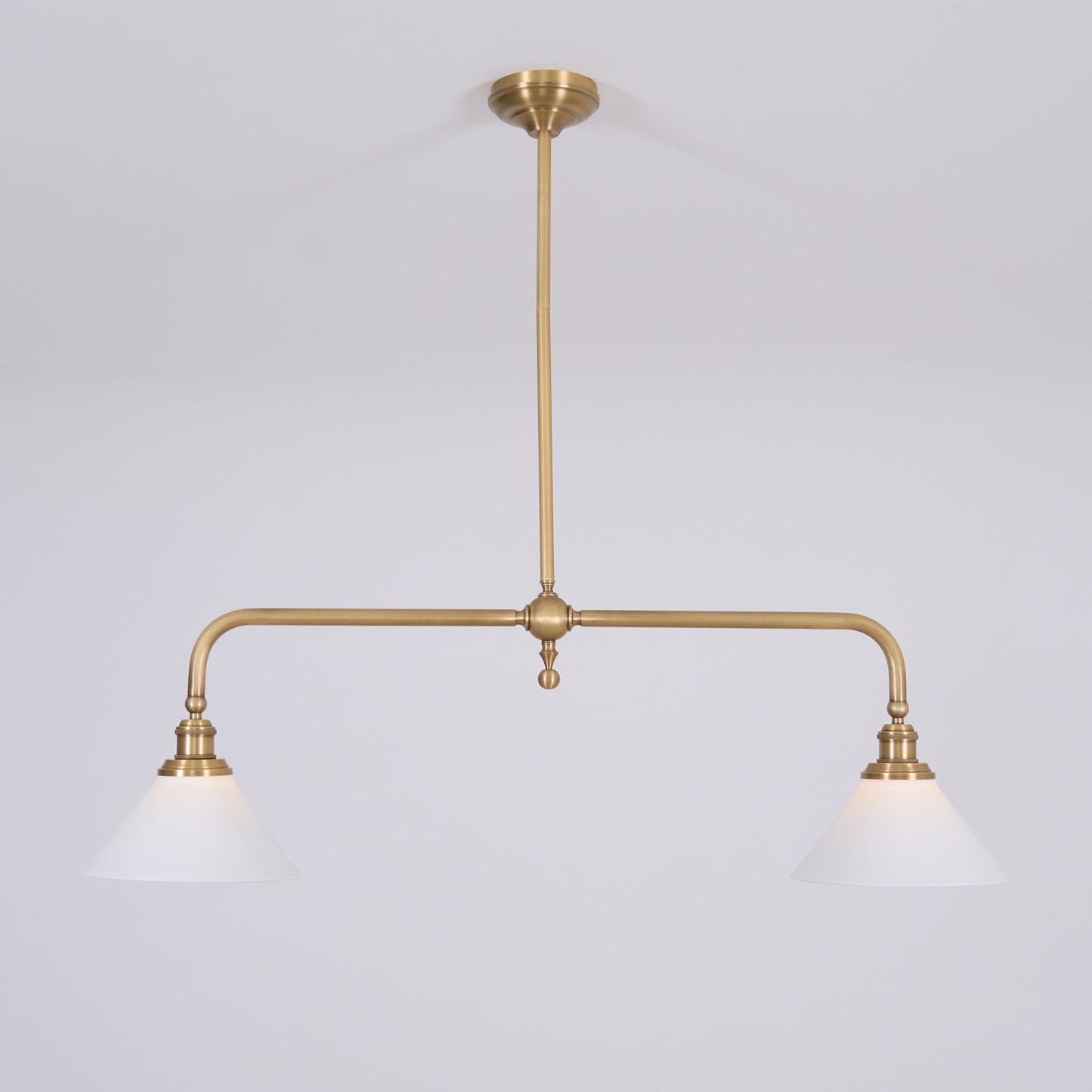 Elowen | Mid Century Metal Frame Pendant Light with Dual Glass Shades