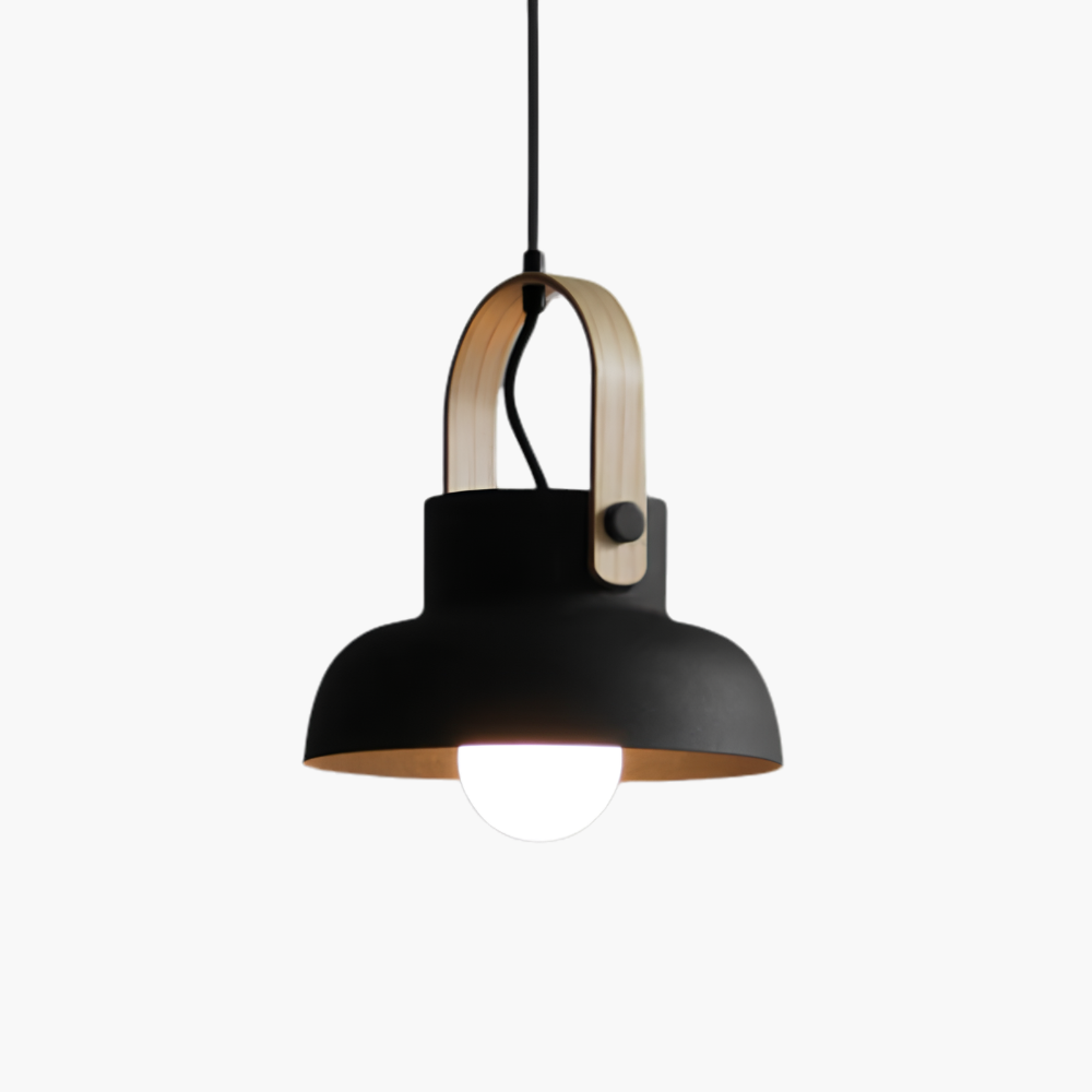 Thrombel | Nordic Minimalist Timber Accent Flared Dome Pendant Light