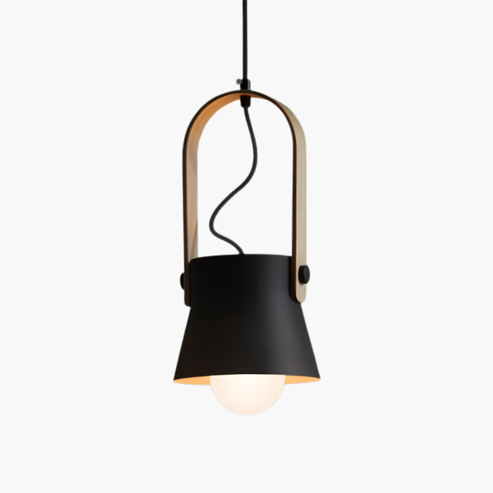 Thrombel | Nordic Minimalist Timber Accent Flared Dome Pendant Light
