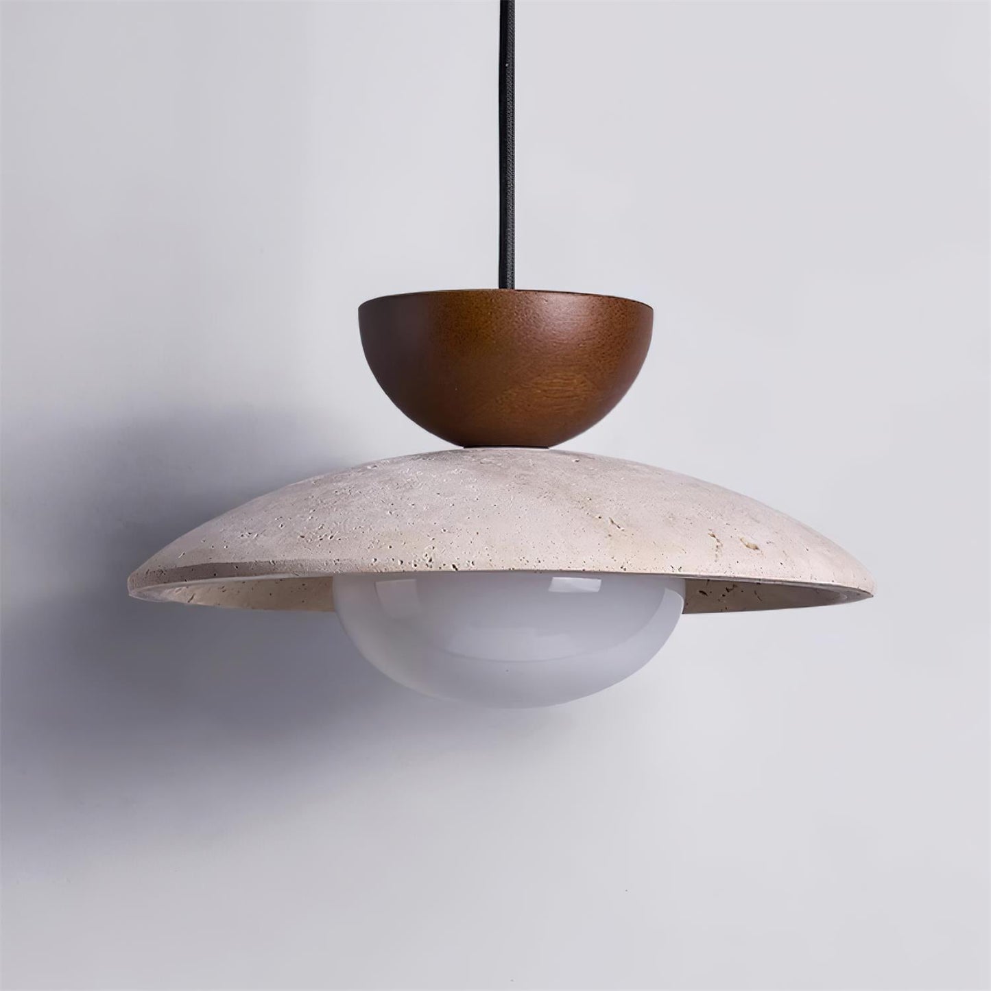 Veeda | Natural Travertine Stone Orb Pendant Light
