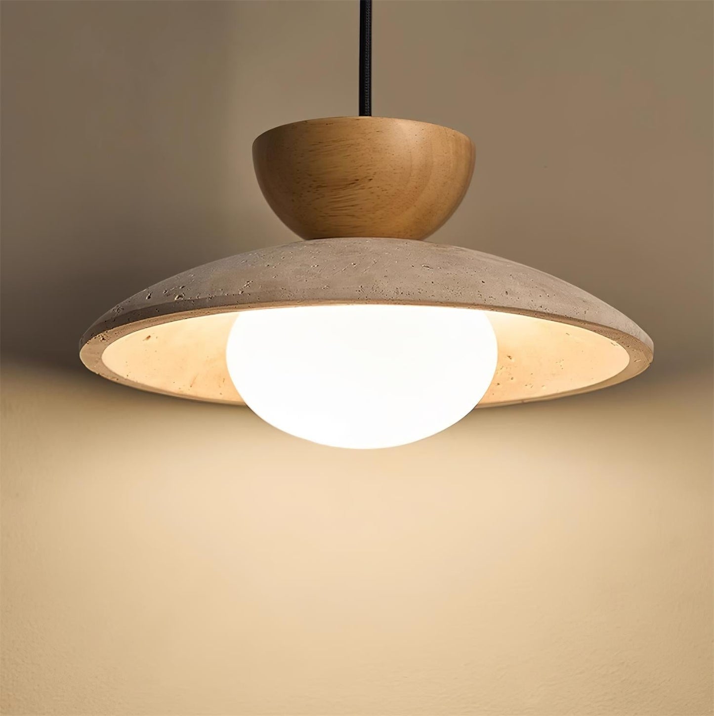 Veeda | Natural Travertine Stone Orb Pendant Light