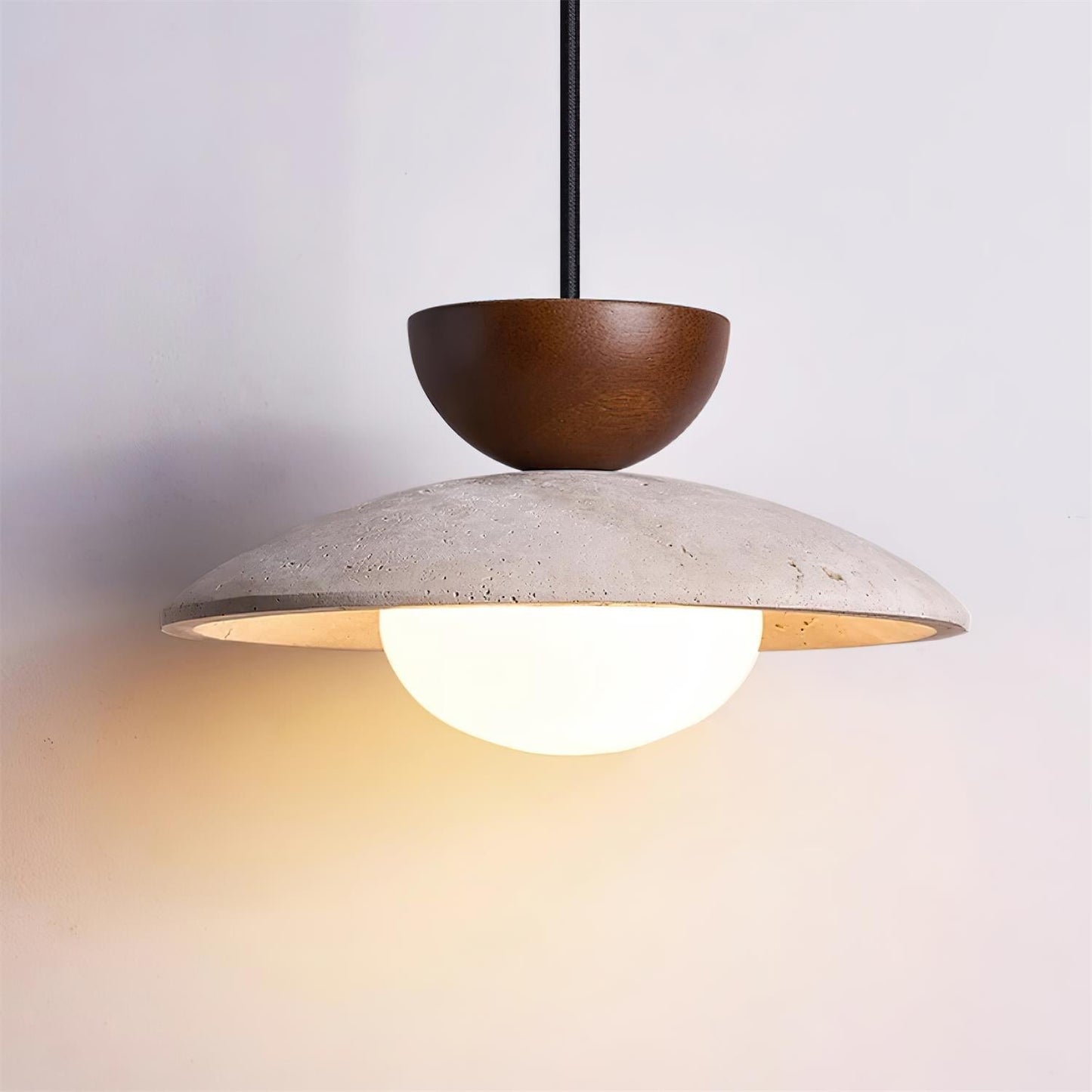 Veeda | Natural Travertine Stone Orb Pendant Light