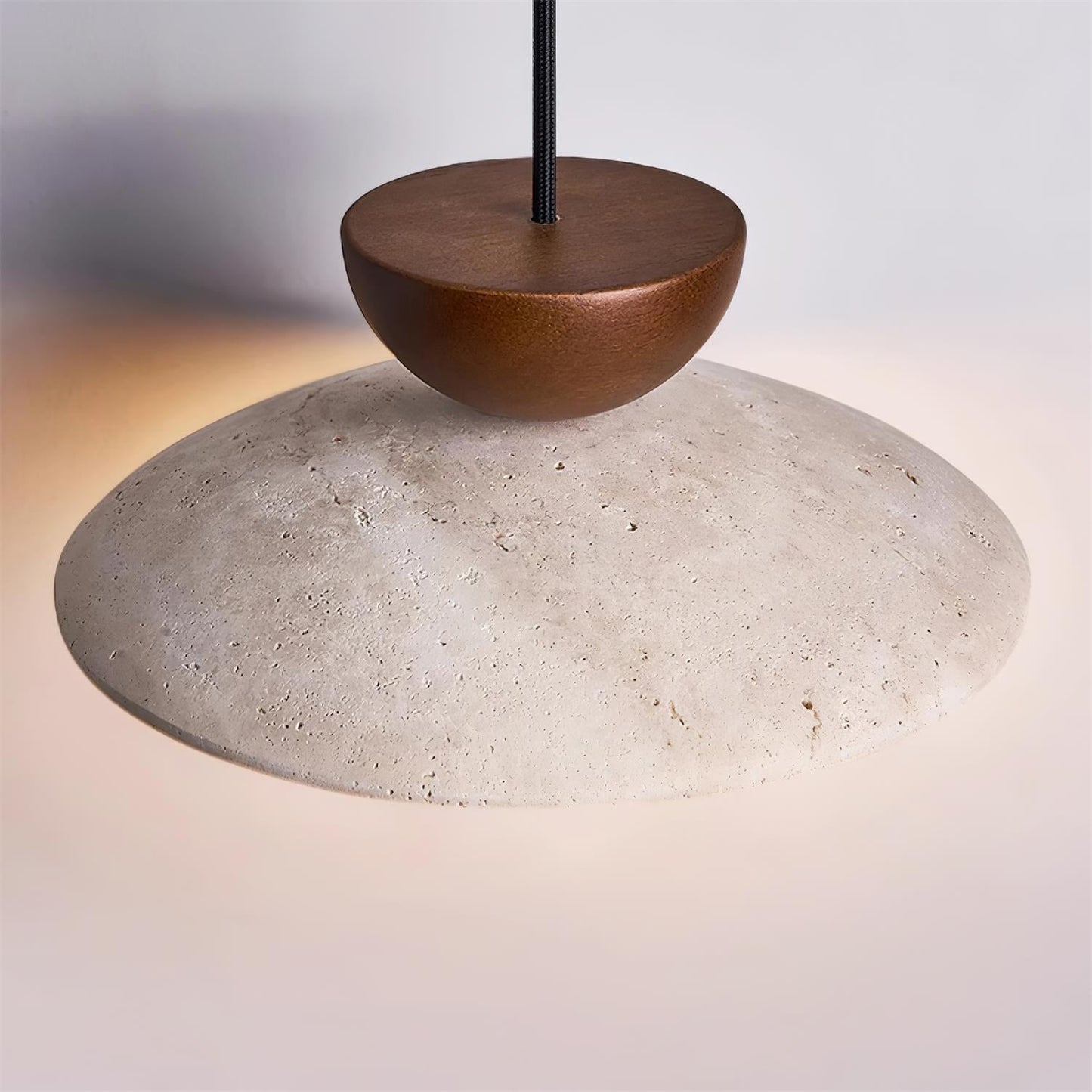 Veeda | Natural Travertine Stone Orb Pendant Light