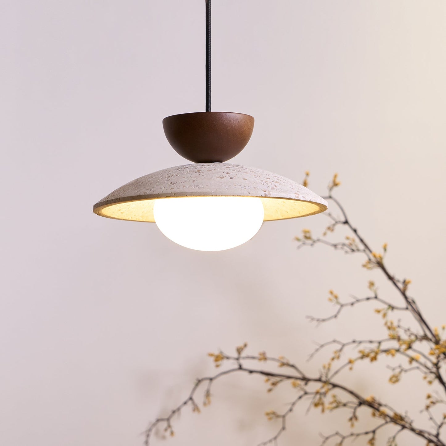 Veeda | Natural Travertine Stone Orb Pendant Light