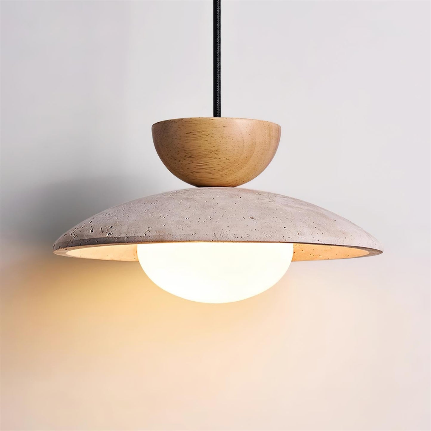 Veeda | Natural Travertine Stone Orb Pendant Light