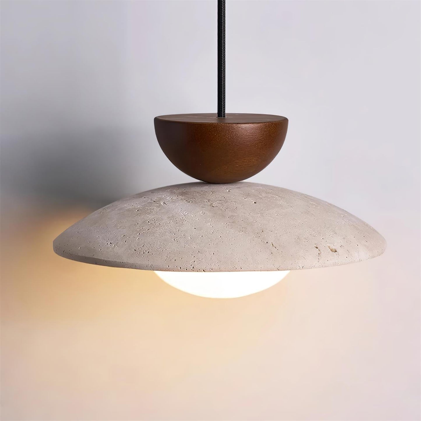 Veeda | Natural Travertine Stone Orb Pendant Light