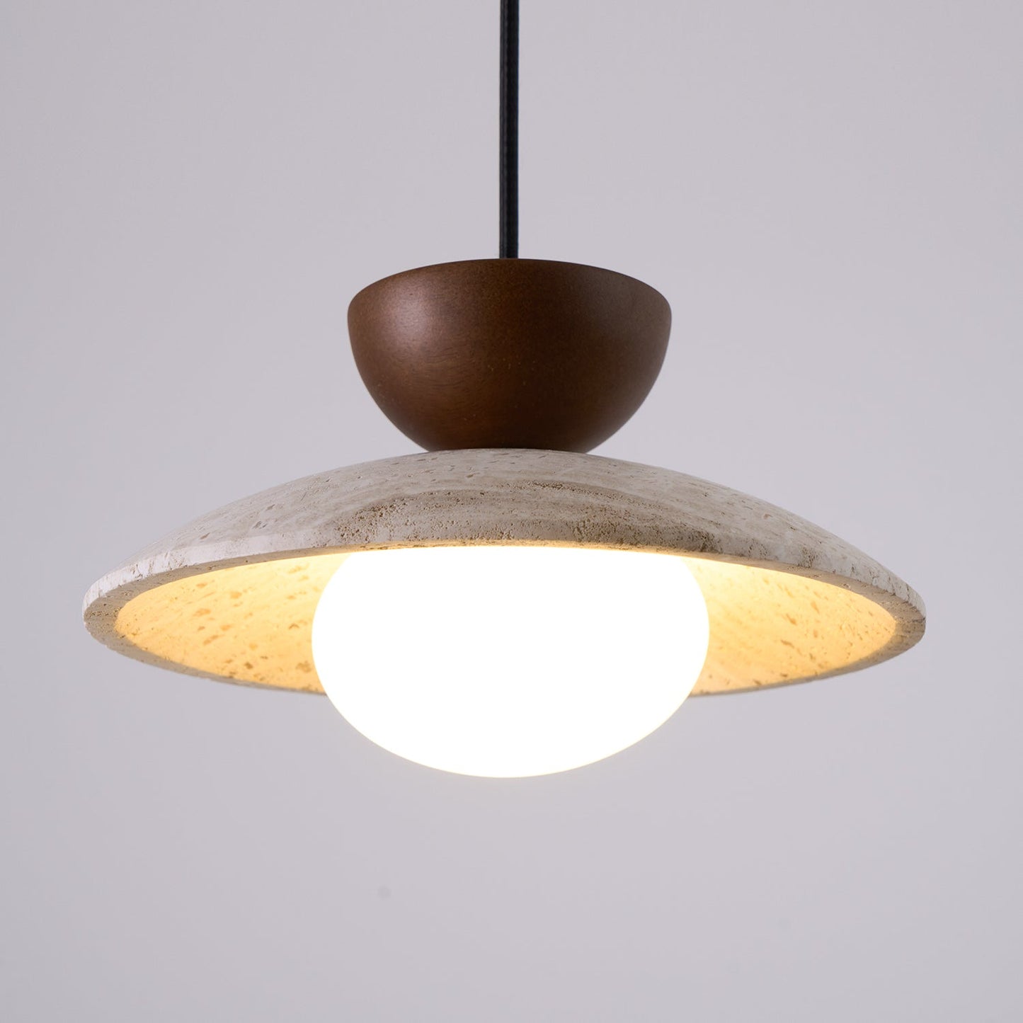 Veeda | Natural Travertine Stone Orb Pendant Light