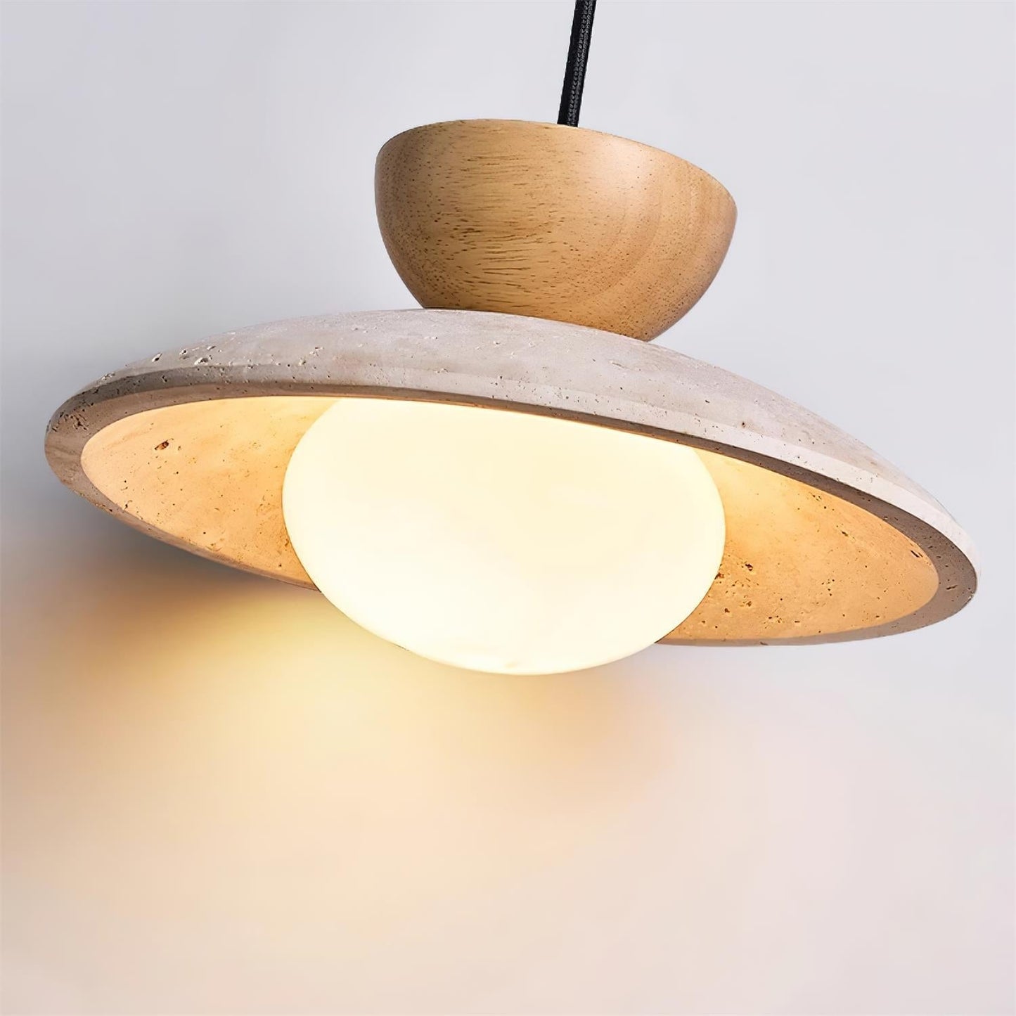 Veeda | Natural Travertine Stone Orb Pendant Light