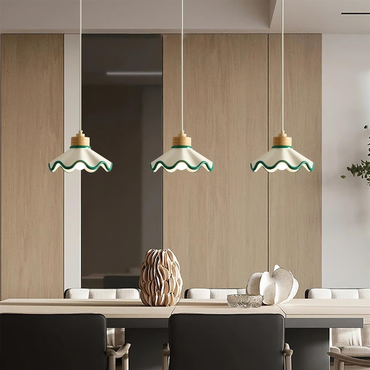 Lythir | Scalloped Shell Silhouette Articulated Resin Pendant Light