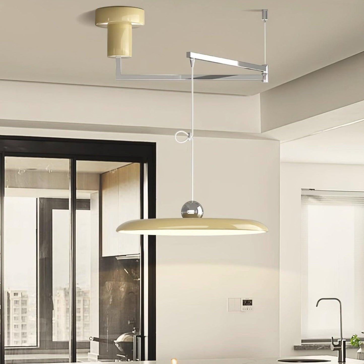 Aris | Morandi-Inspired Adjustable Swing Arm Pendant Light