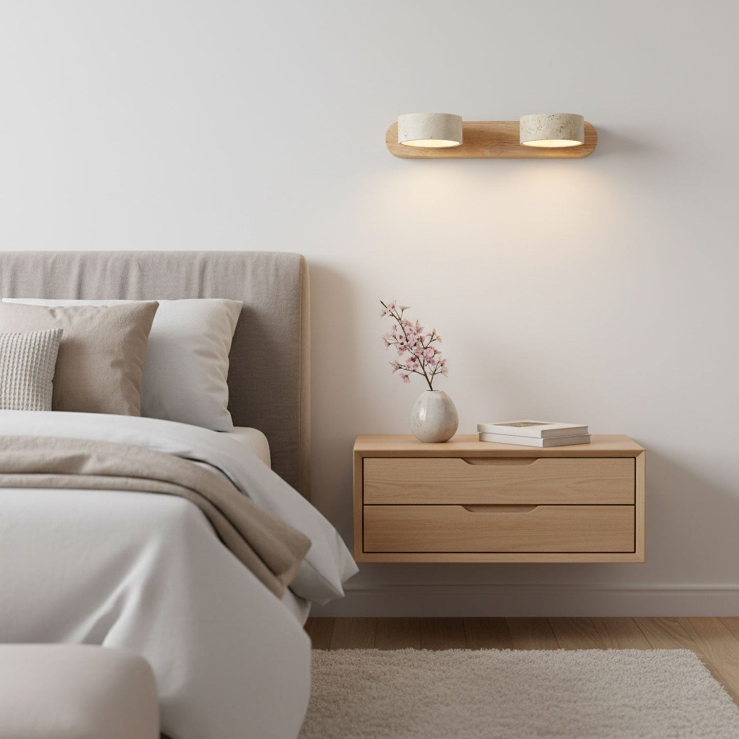 Nyxoris | Geometric Textured Travertine Vanity Wall Light