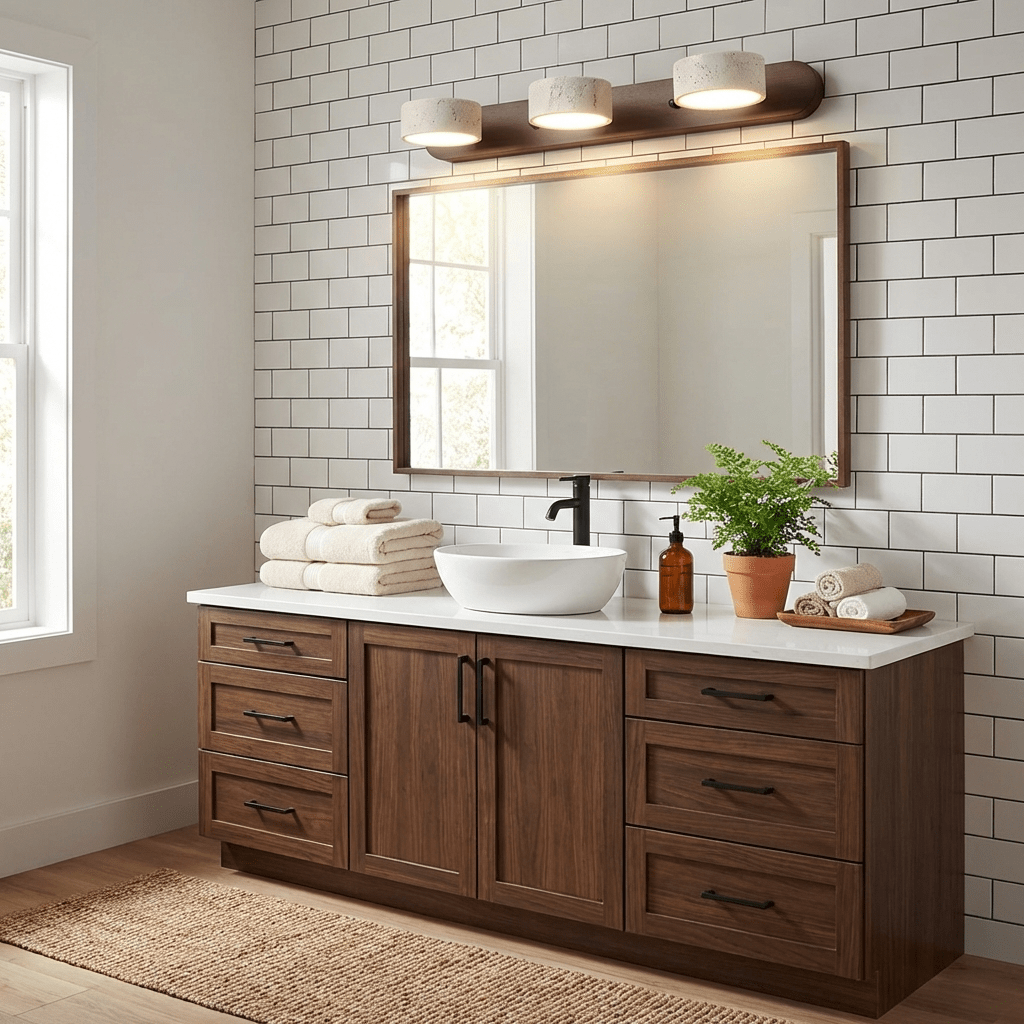 Nyxoris | Geometric Textured Travertine Vanity Wall Light