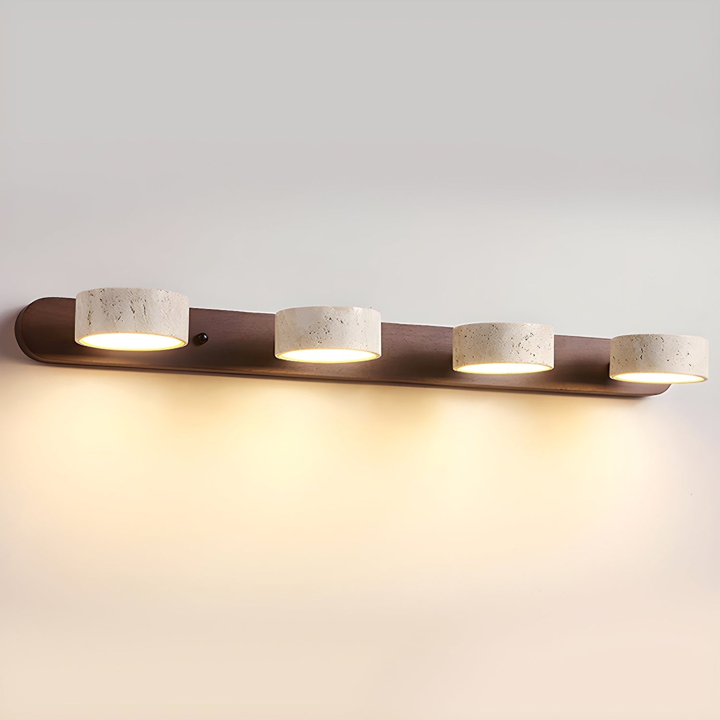 Calcera | Modern Natural Travertine Stone And Wood Wall Light