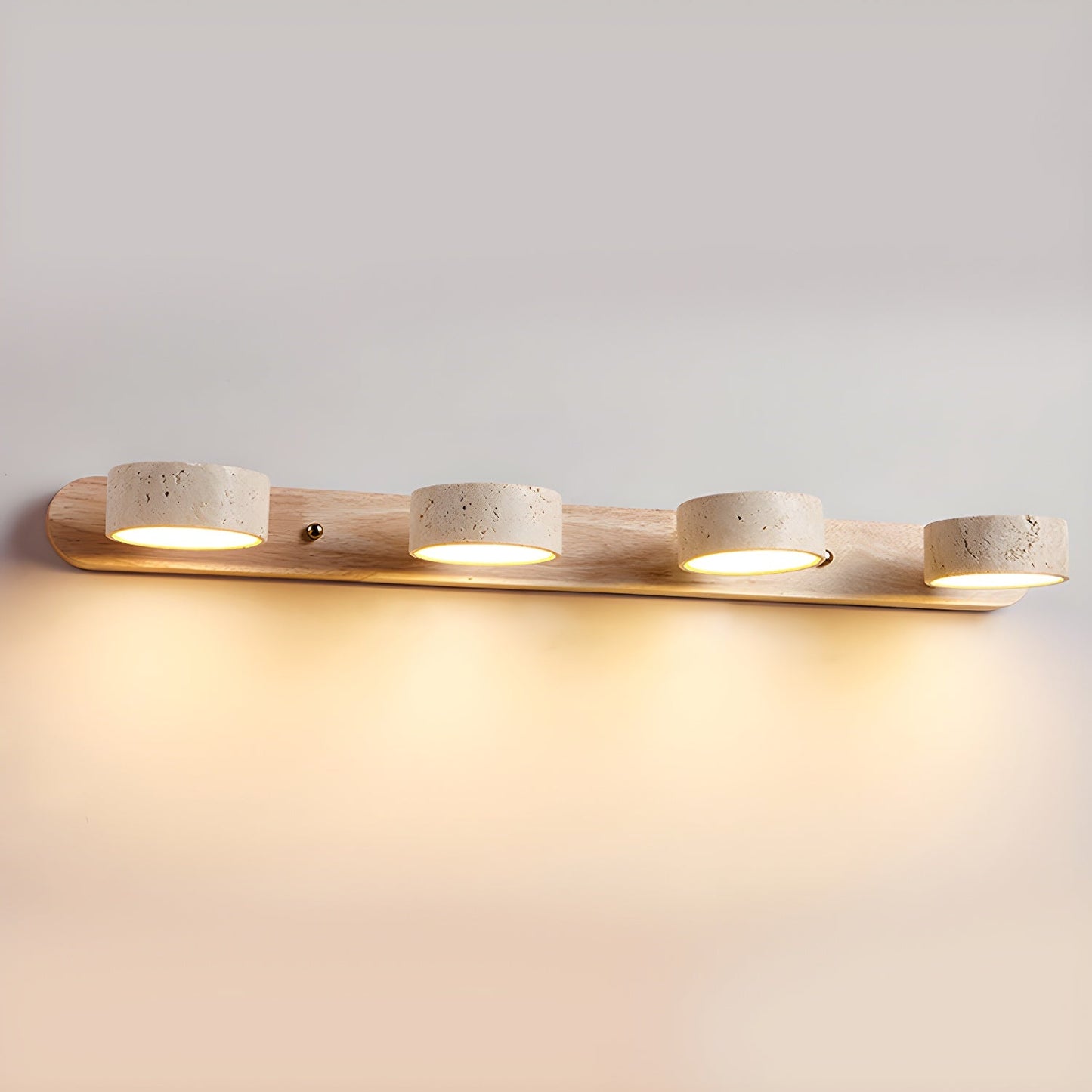 Calcera | Modern Natural Travertine Stone And Wood Wall Light