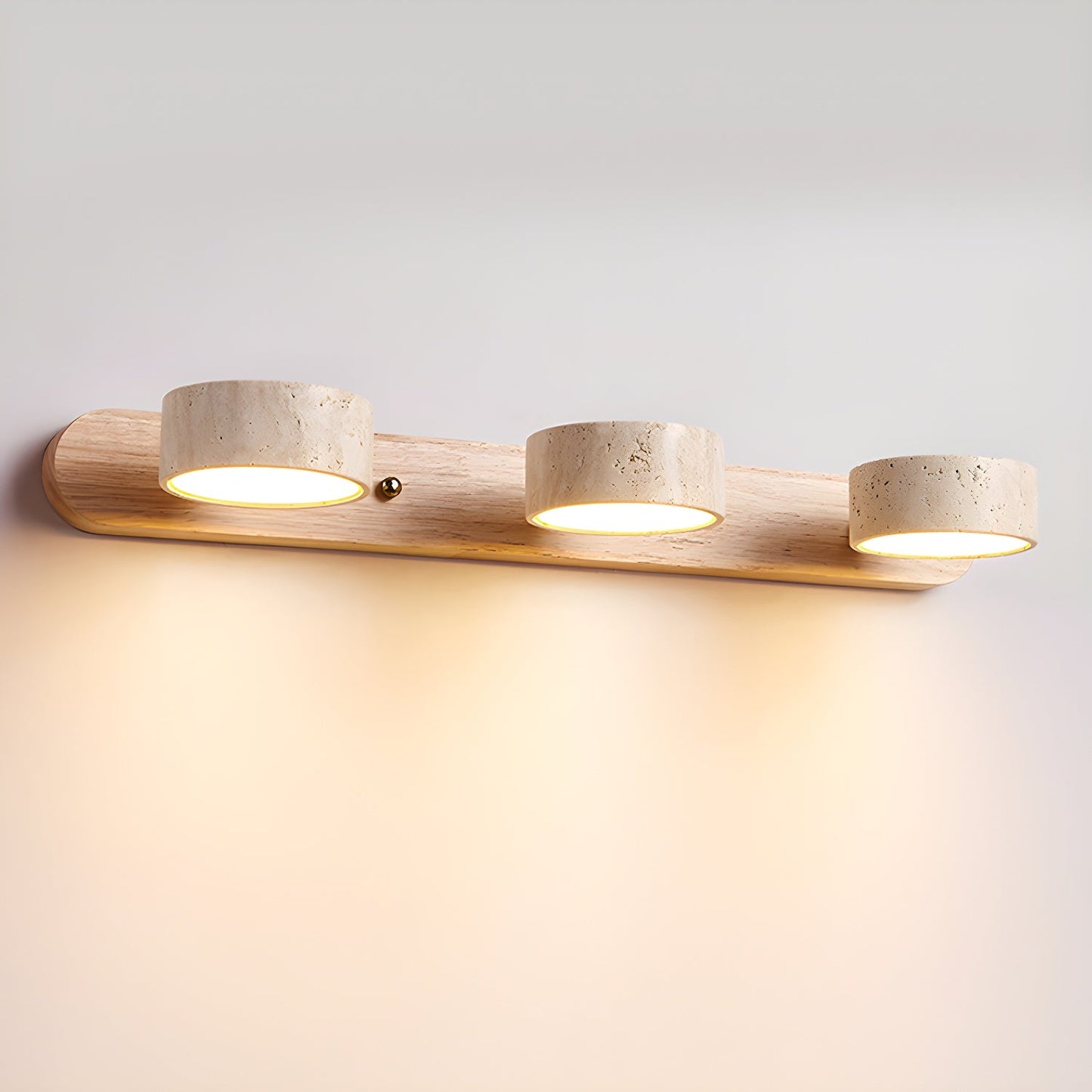 Calcera | Modern Natural Travertine Stone And Wood Wall Light
