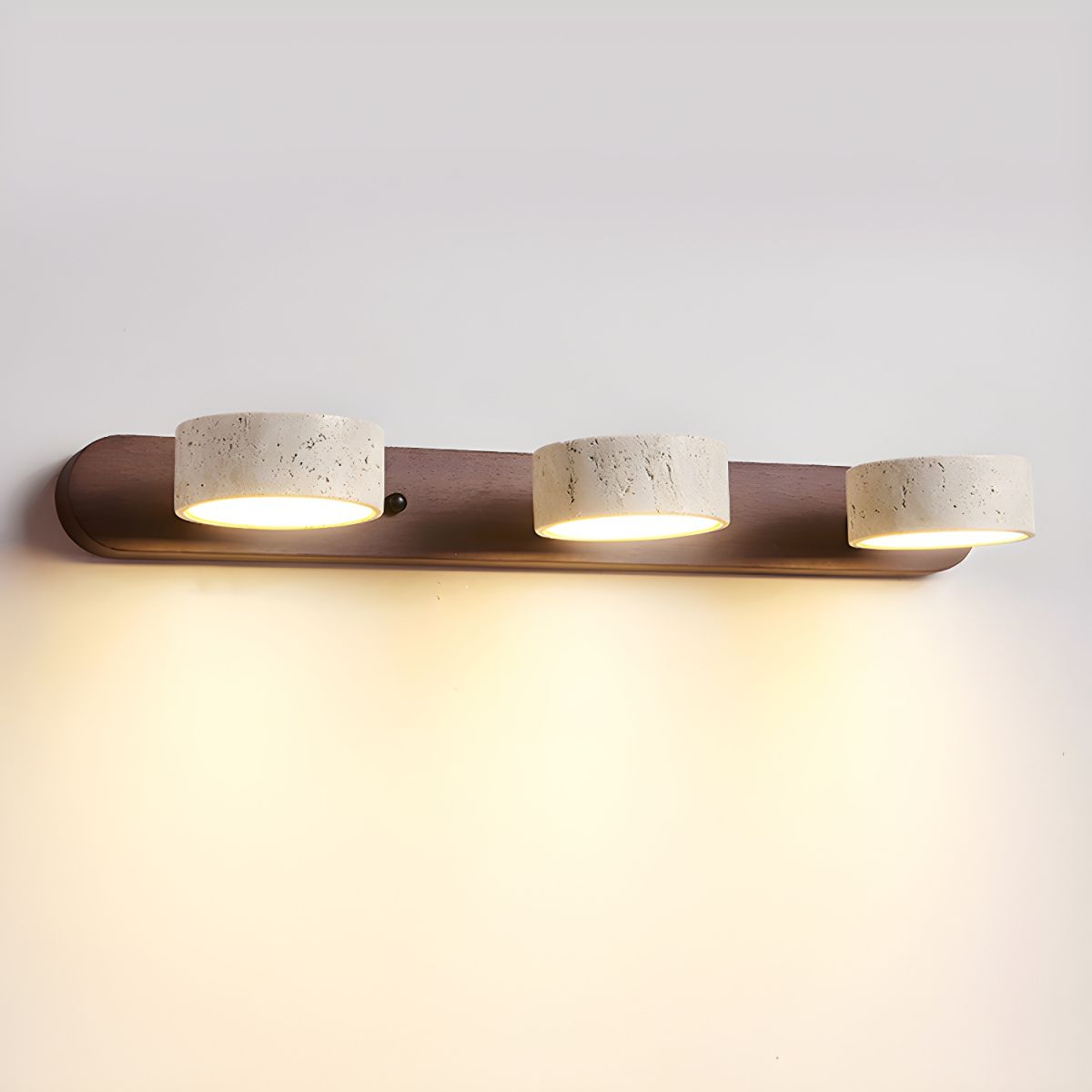 Calcera | Modern Natural Travertine Stone And Wood Wall Light