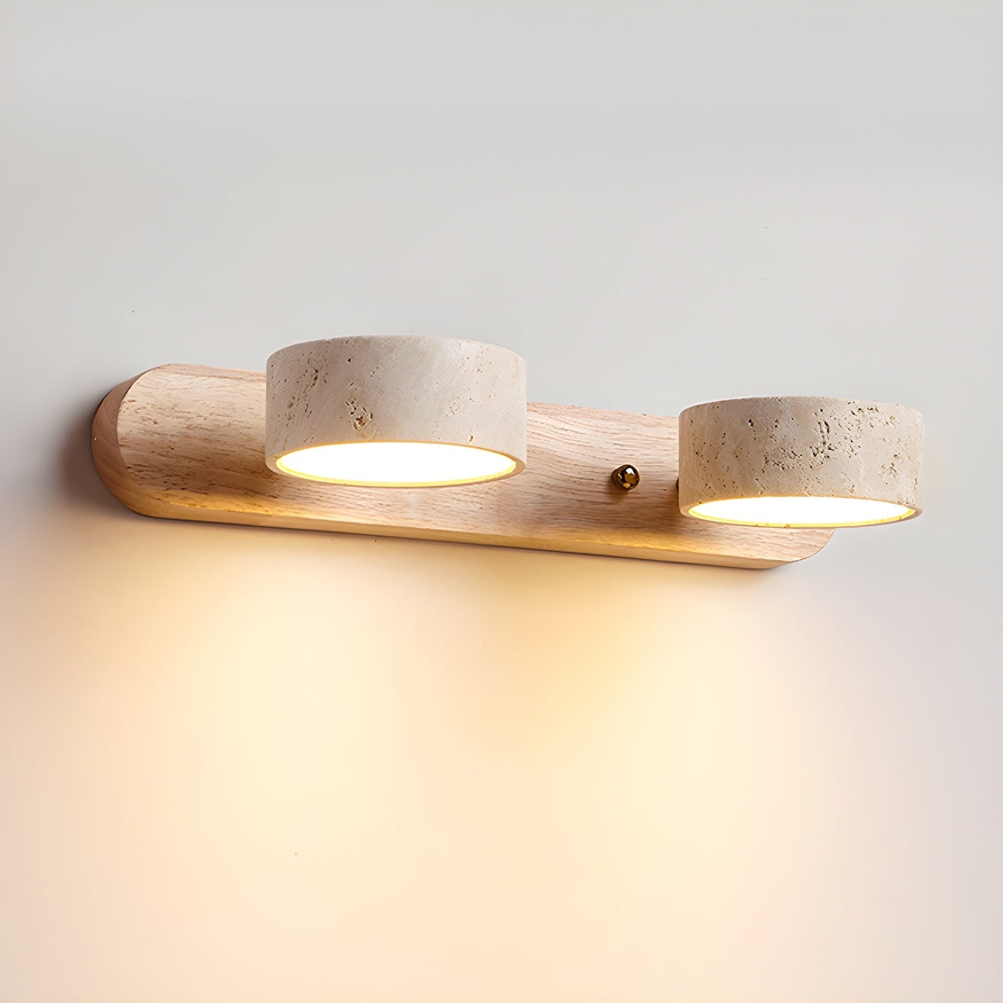 Calcera | Modern Natural Travertine Stone And Wood Wall Light