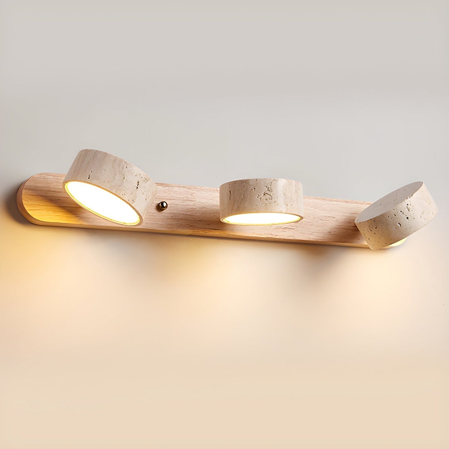 Calcera | Modern Natural Travertine Stone And Wood Wall Light