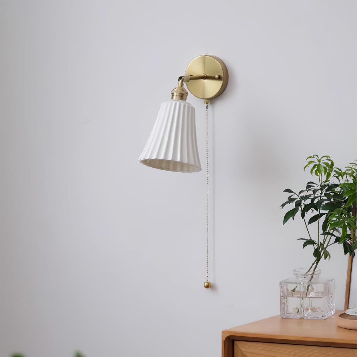 Aethole | Handcrafted Ceramic Vintage Brass Ribbed Wall Light