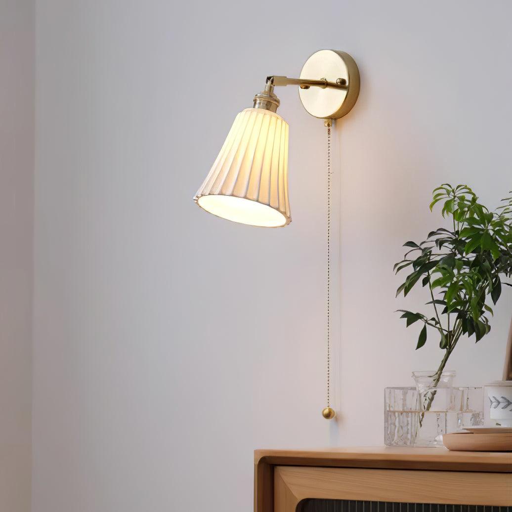 Aethole | Handcrafted Ceramic Vintage Brass Ribbed Wall Light