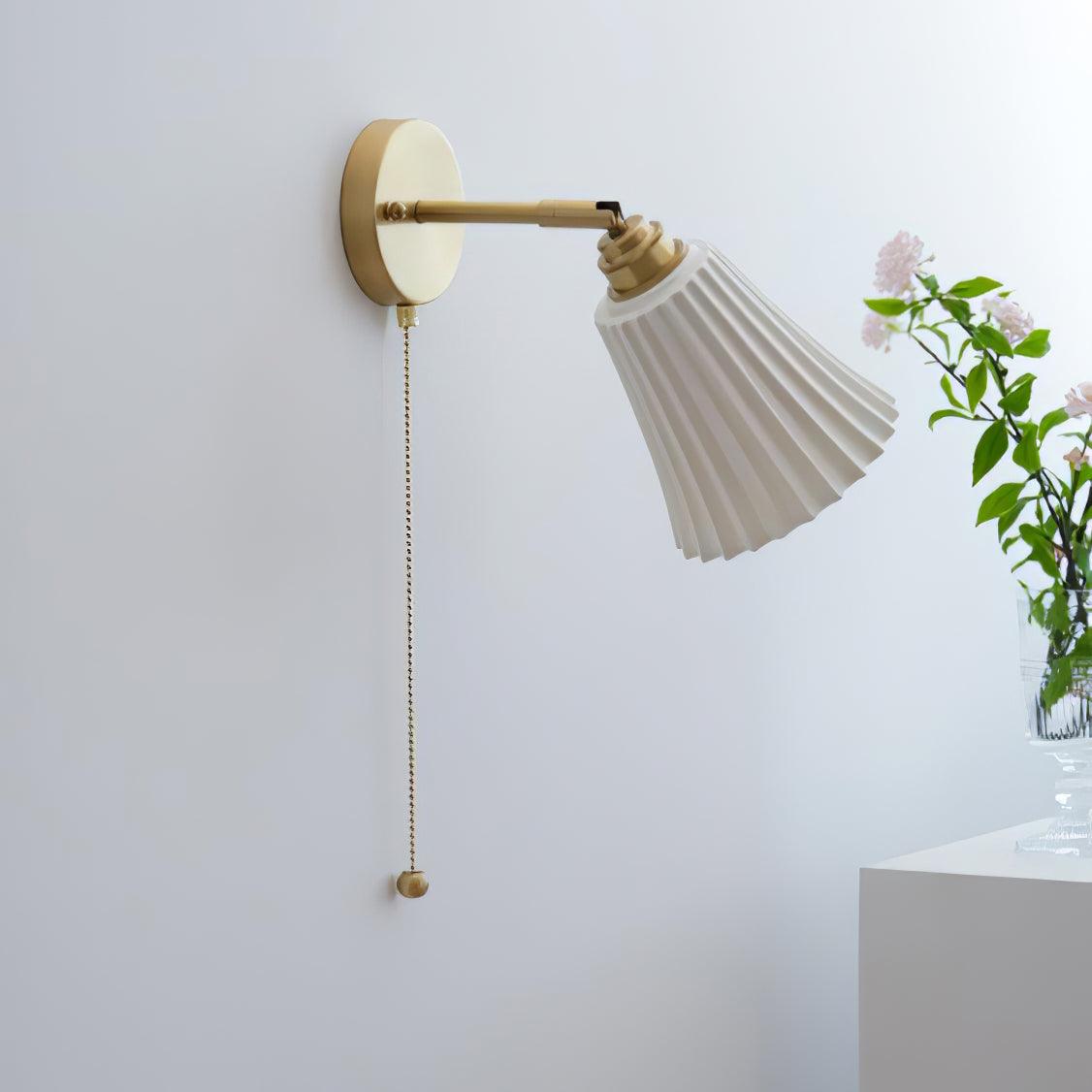 Aethole | Handcrafted Ceramic Vintage Brass Ribbed Wall Light