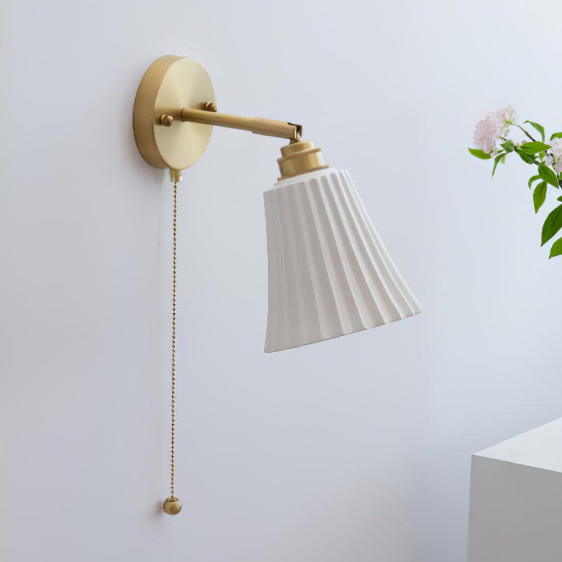 Aethole | Handcrafted Ceramic Vintage Brass Ribbed Wall Light