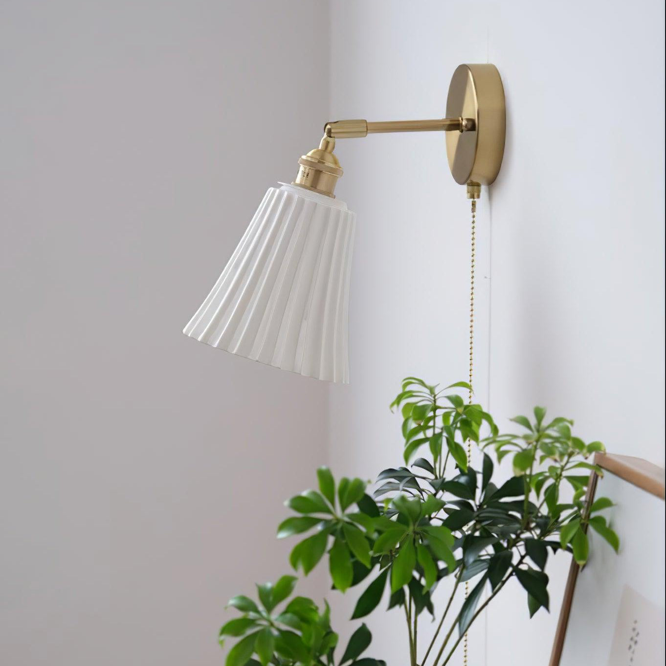 Aethole | Handcrafted Ceramic Vintage Brass Ribbed Wall Light