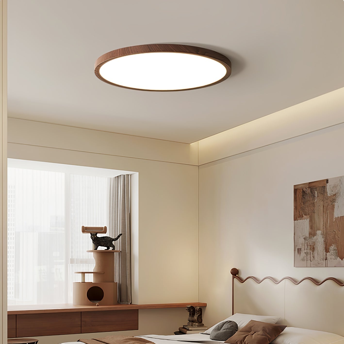 Nordis | Slim Profile Wood Grain Ceiling Light