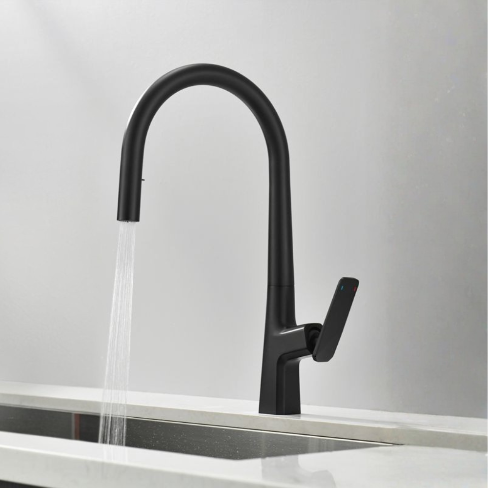 Alvonder | Modern Arched Profile Retractable Spout Kitchen Sink Mixer Tap