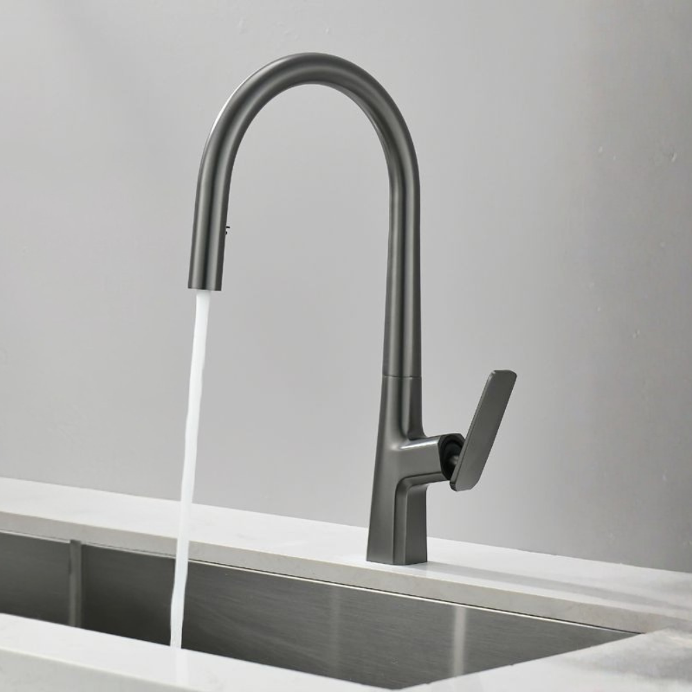 Alvonder | Modern Arched Profile Retractable Spout Kitchen Sink Mixer Tap