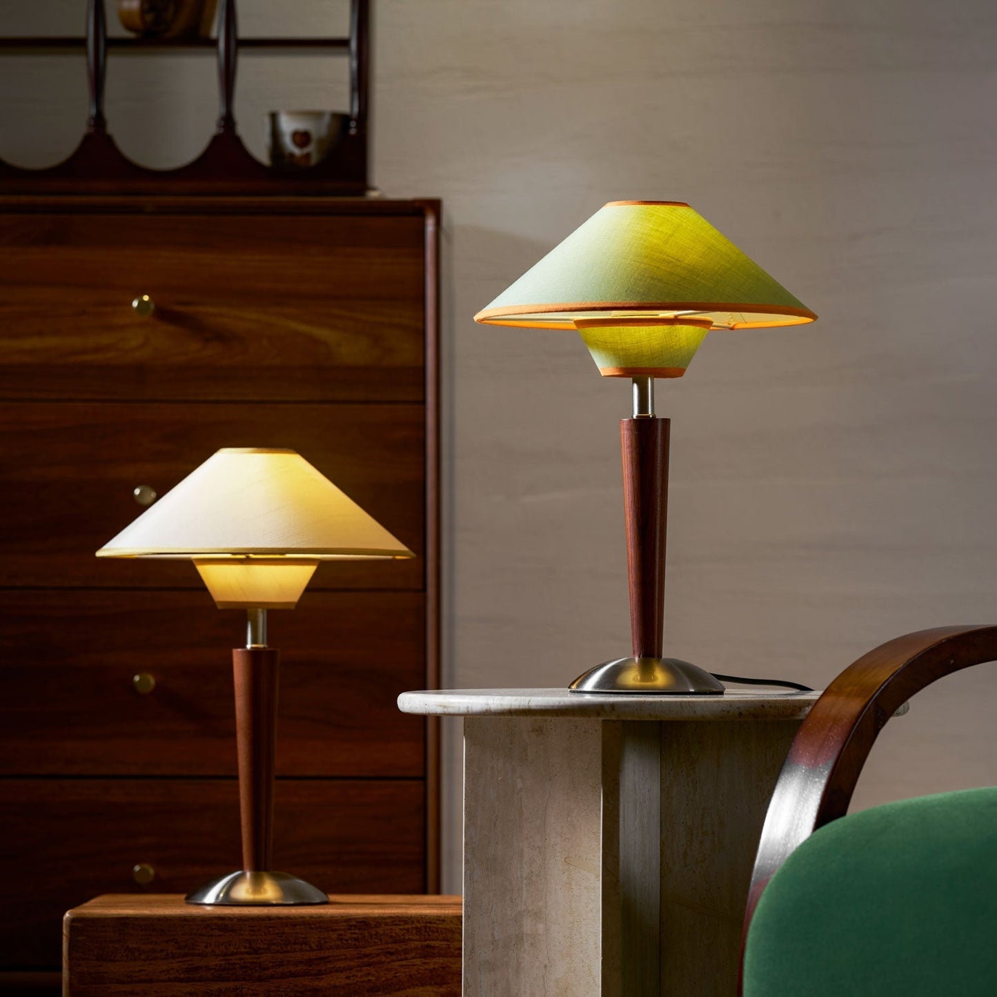 Zymorica | Midcentury Modern Walnut Column Accent Table Lamp