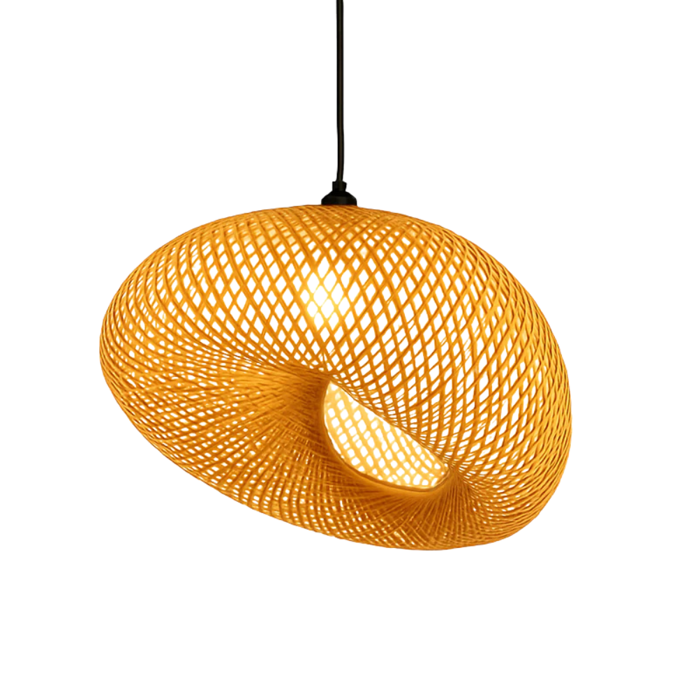 Varengis | Handwoven Rattan Straw Hat Silhouette Bamboo Pendant Light