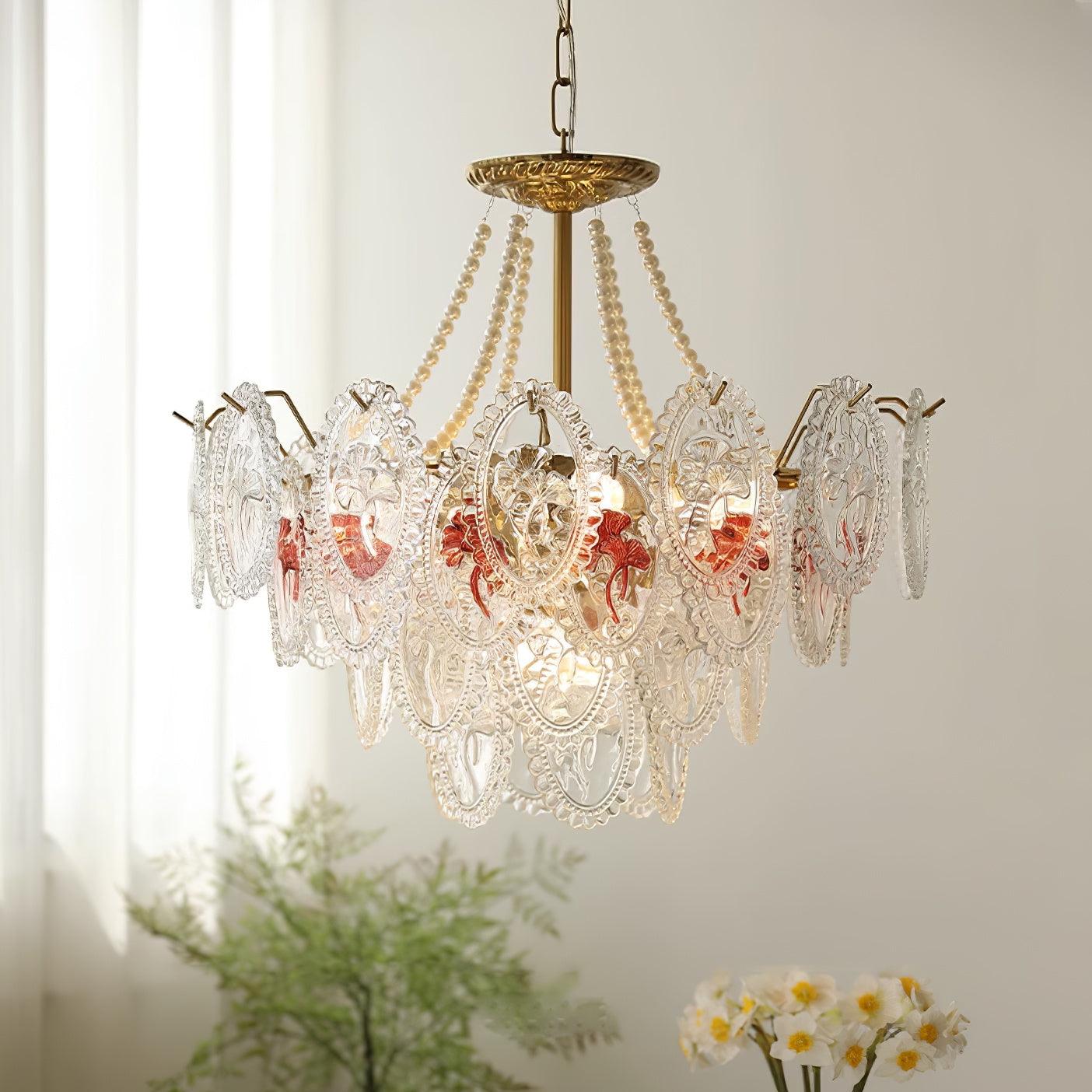 Solvair | Radiant Cascading Pearl Luxury Glass Chandelier