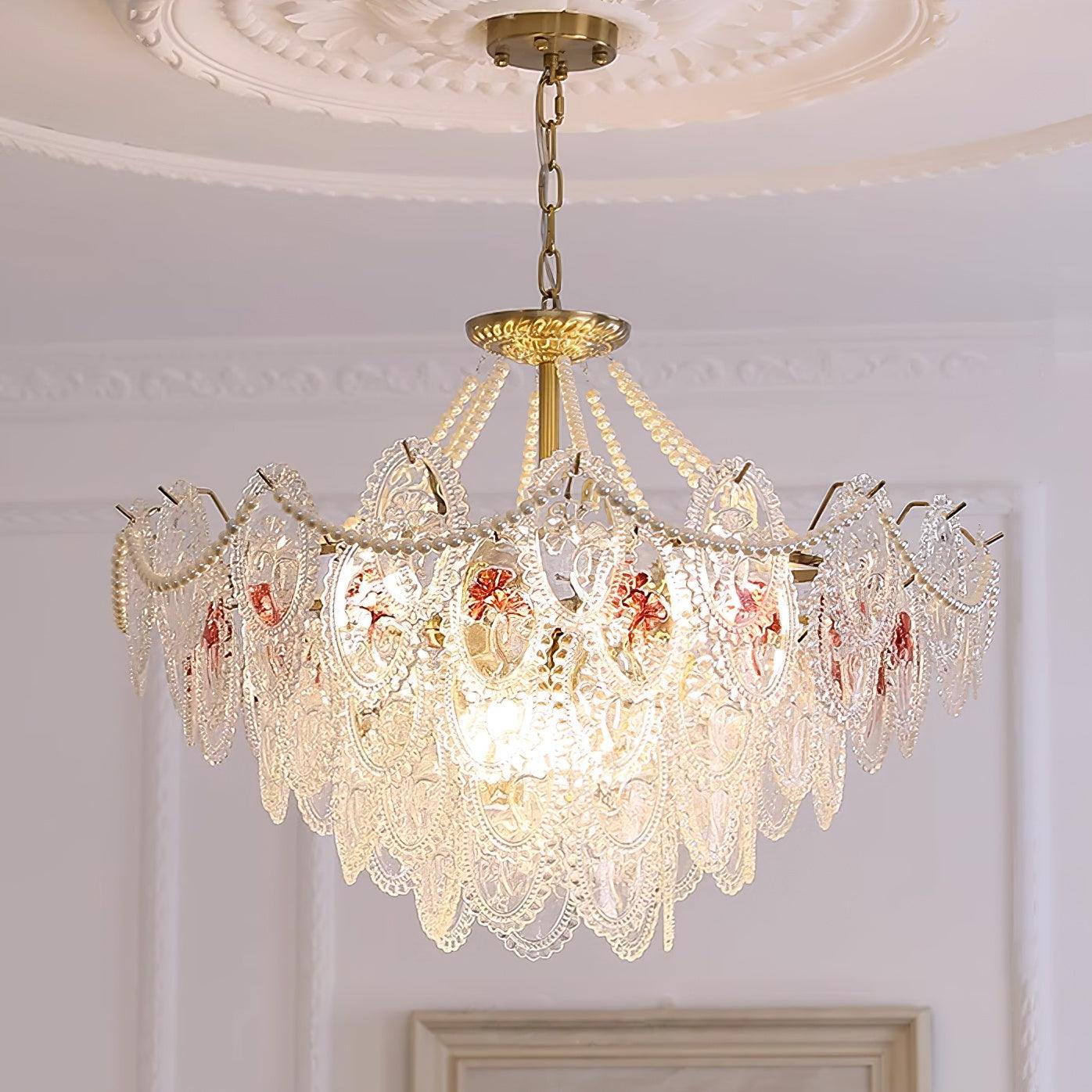 Solvair | Radiant Cascading Pearl Luxury Glass Chandelier