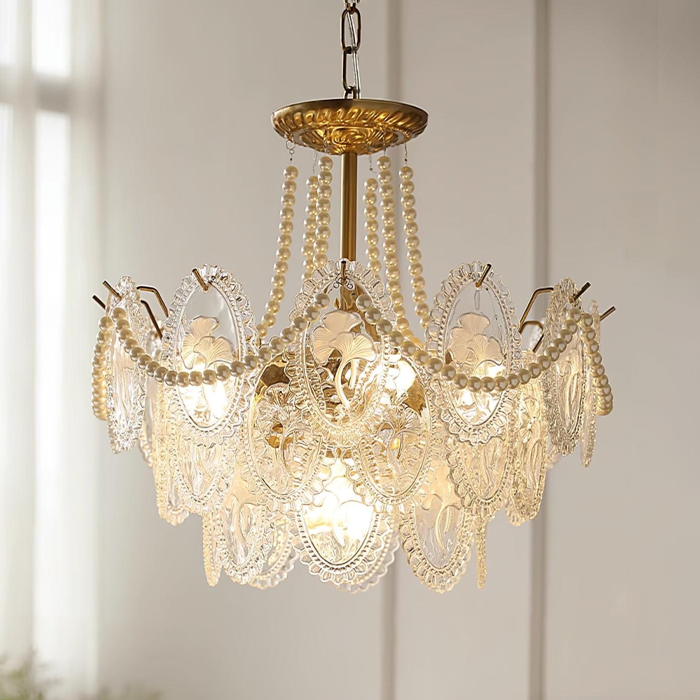 Solvair | Radiant Cascading Pearl Luxury Glass Chandelier