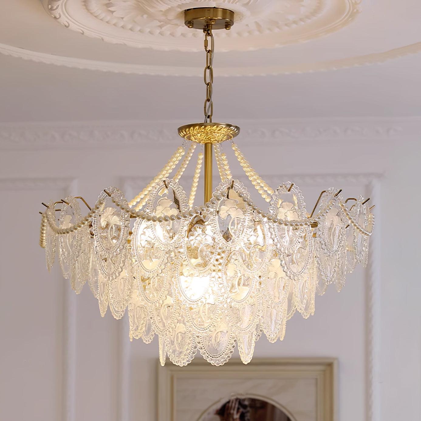 Solvair | Radiant Cascading Pearl Luxury Glass Chandelier