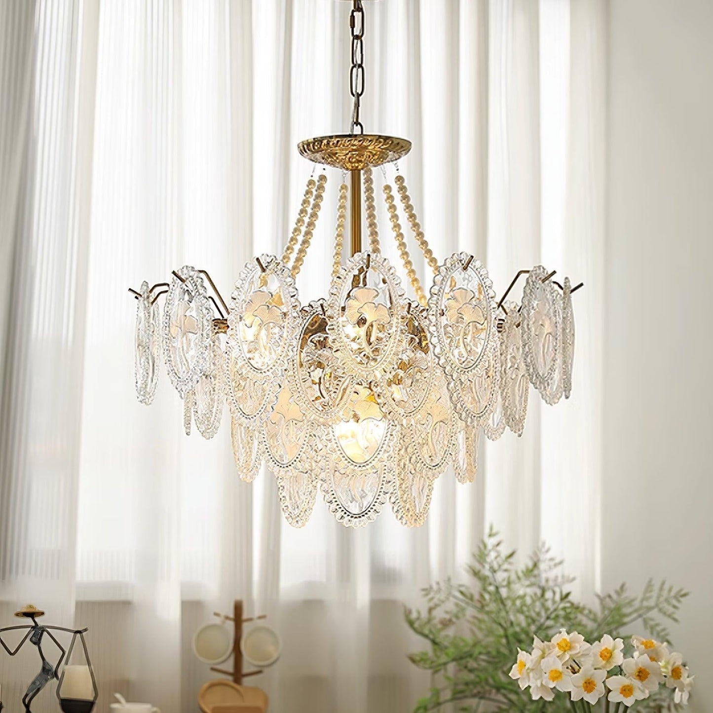 Solvair | Radiant Cascading Pearl Luxury Glass Chandelier