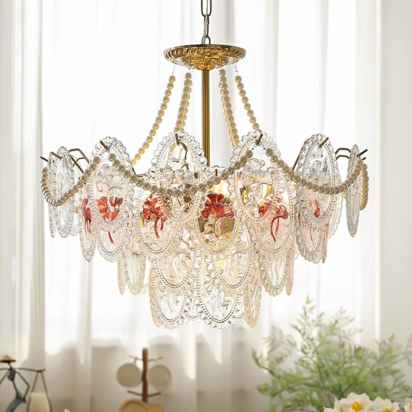 Solvair | Radiant Cascading Pearl Luxury Glass Chandelier