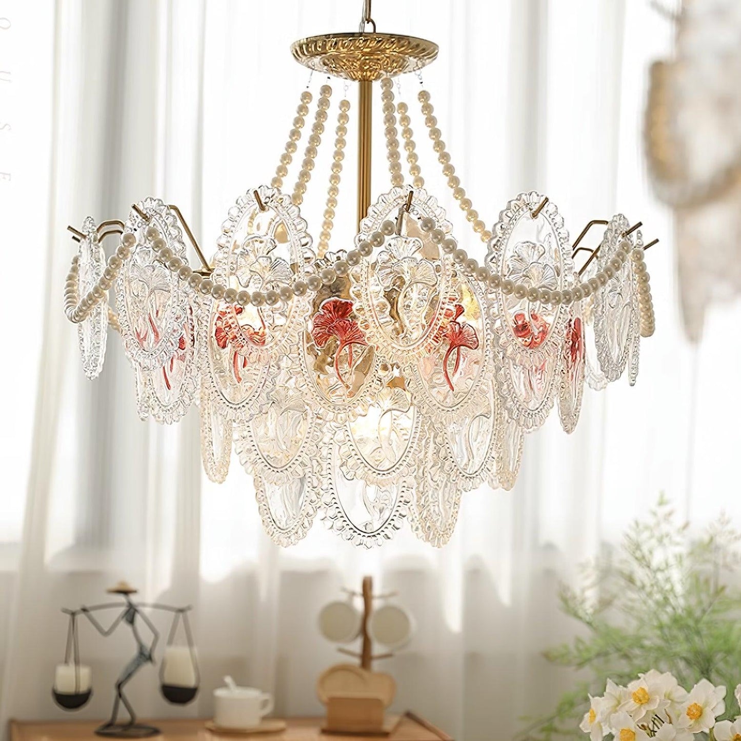 Solvair | Radiant Cascading Pearl Luxury Glass Chandelier