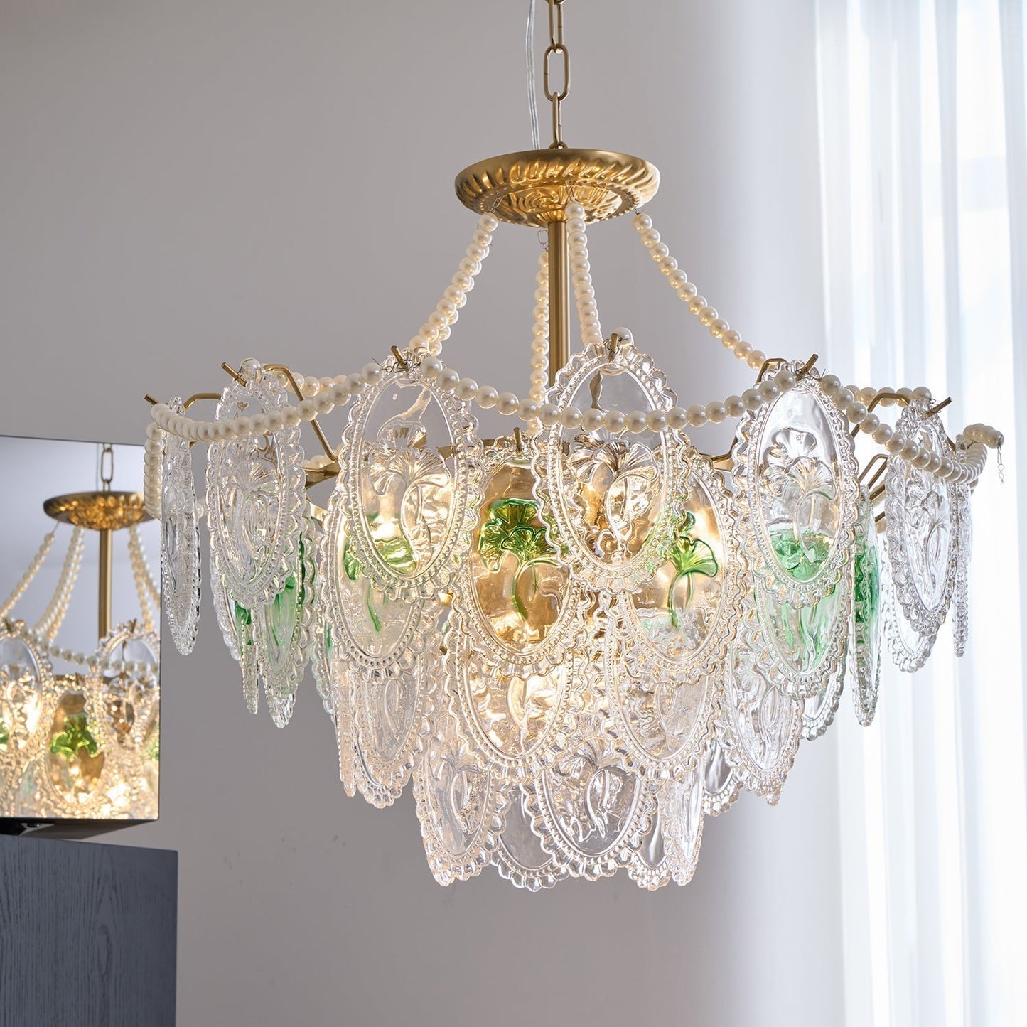Solvair | Radiant Cascading Pearl Luxury Glass Chandelier