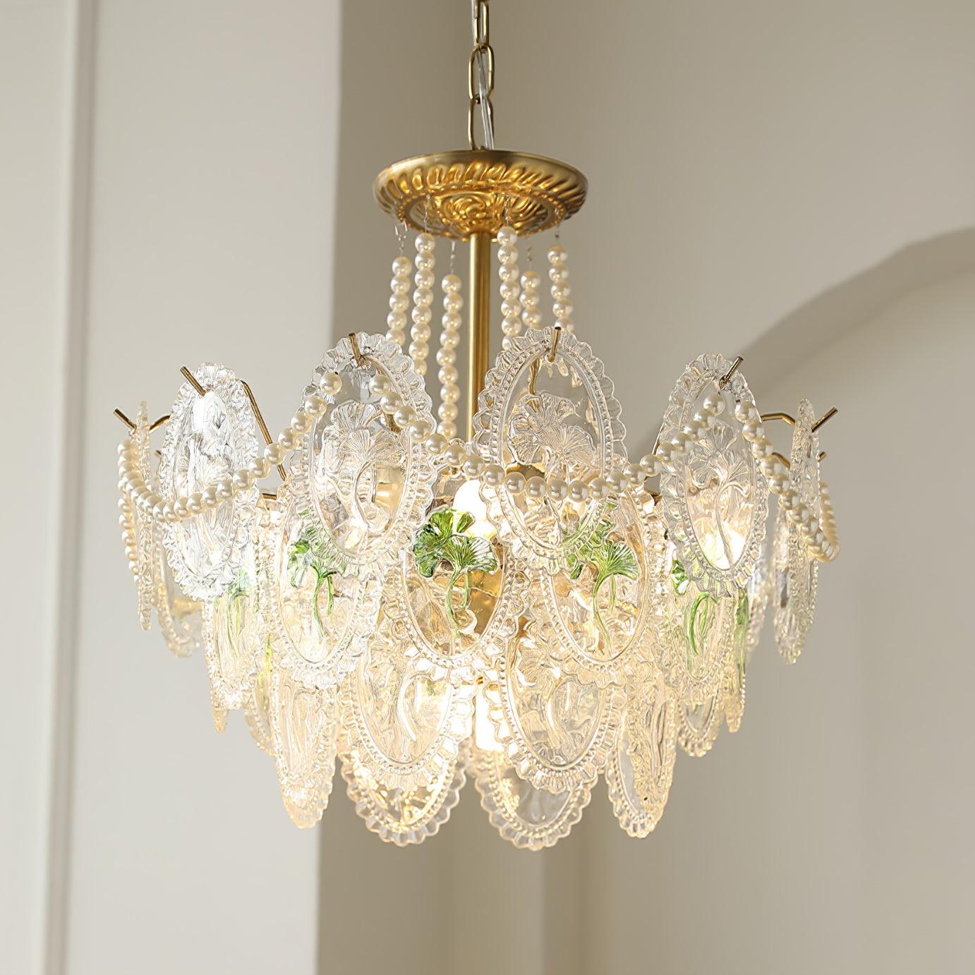 Solvair | Radiant Cascading Pearl Luxury Glass Chandelier