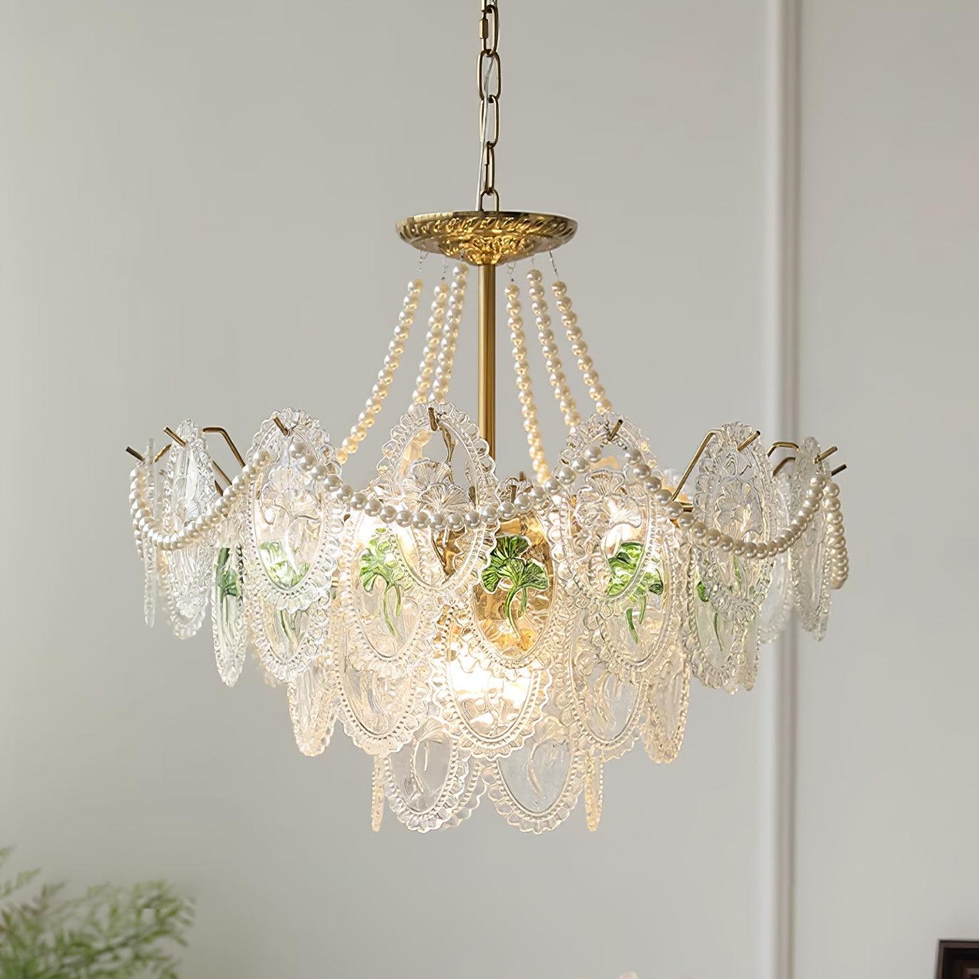 Solvair | Radiant Cascading Pearl Luxury Glass Chandelier