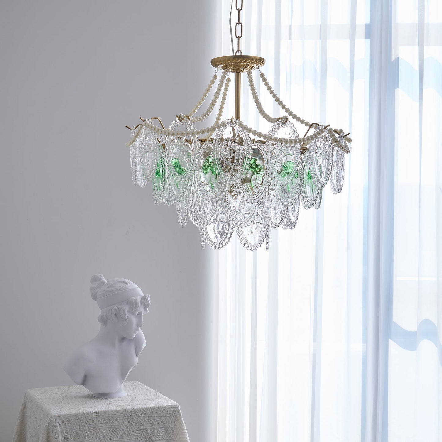 Solvair | Radiant Cascading Pearl Luxury Glass Chandelier