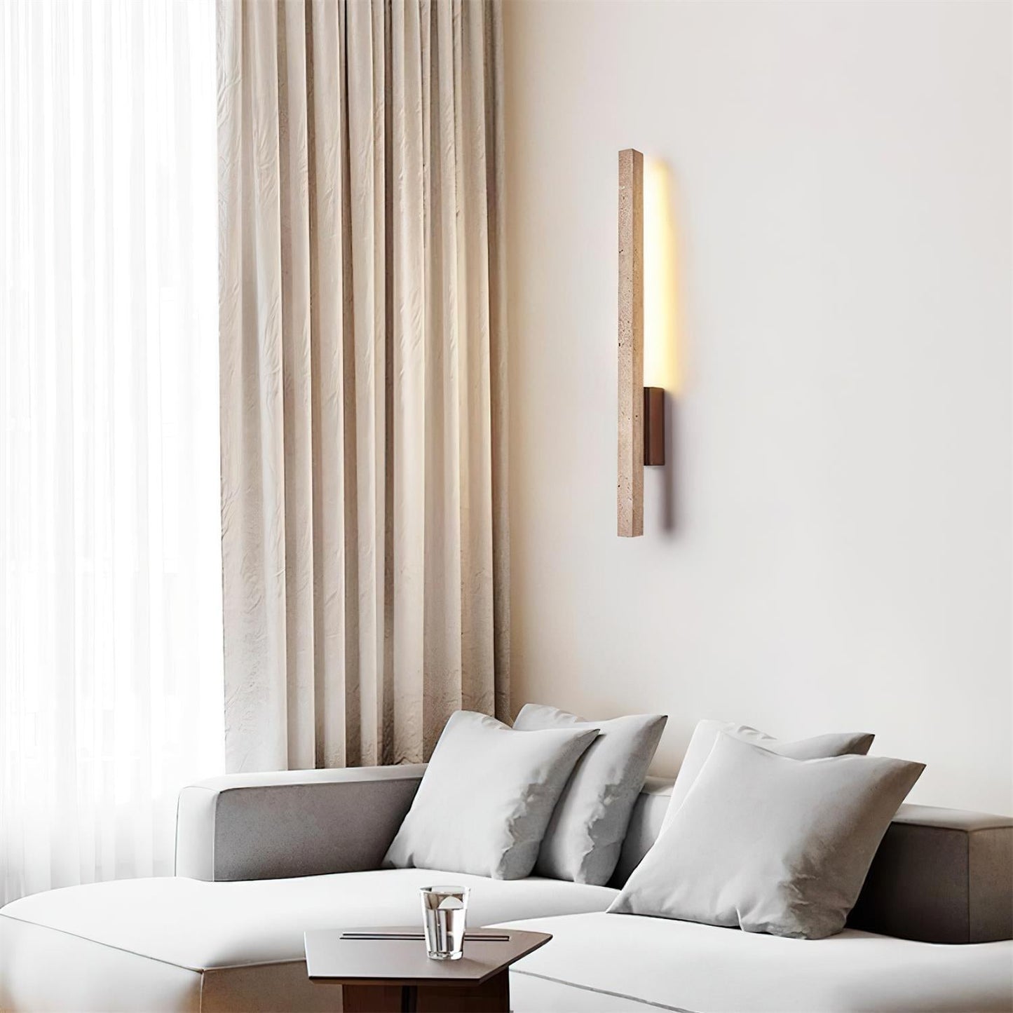 Aeryss | Linear Architectural Travertine Stone Wall Light Sconce