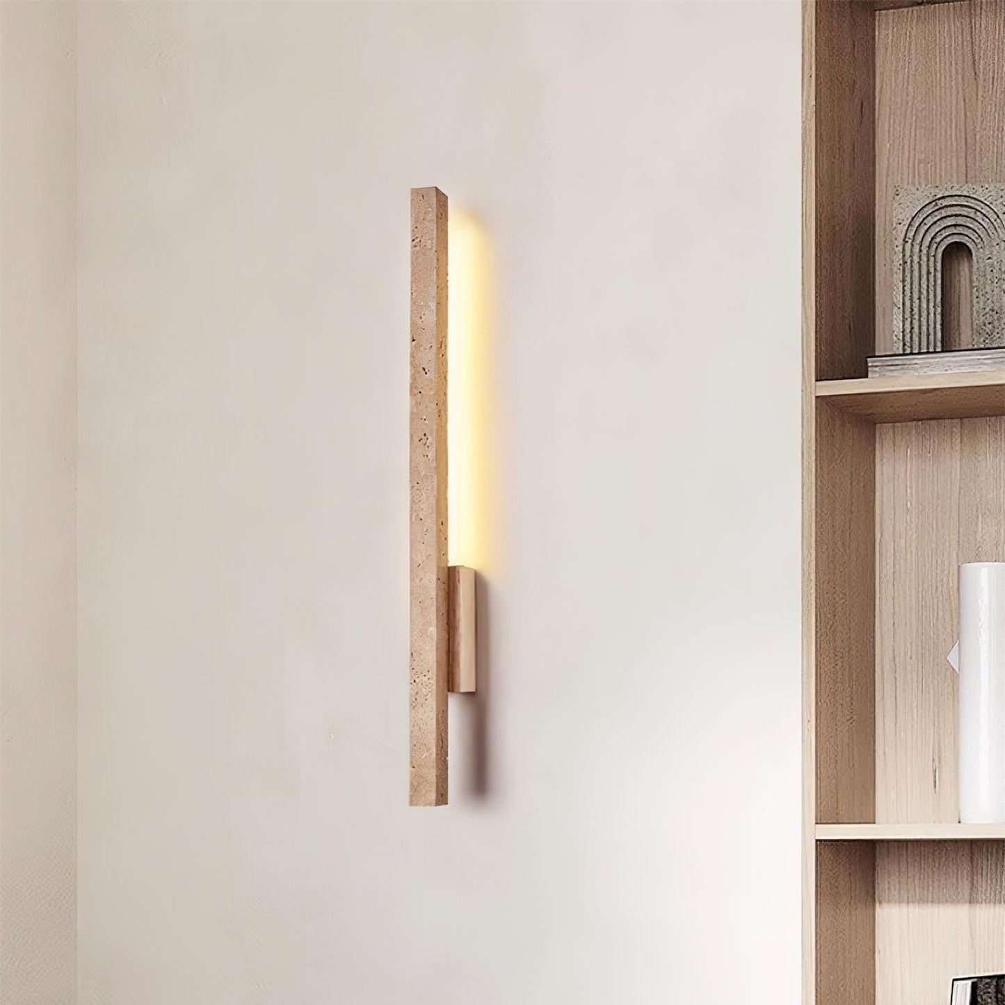 Aeryss | Linear Architectural Travertine Stone Wall Light Sconce