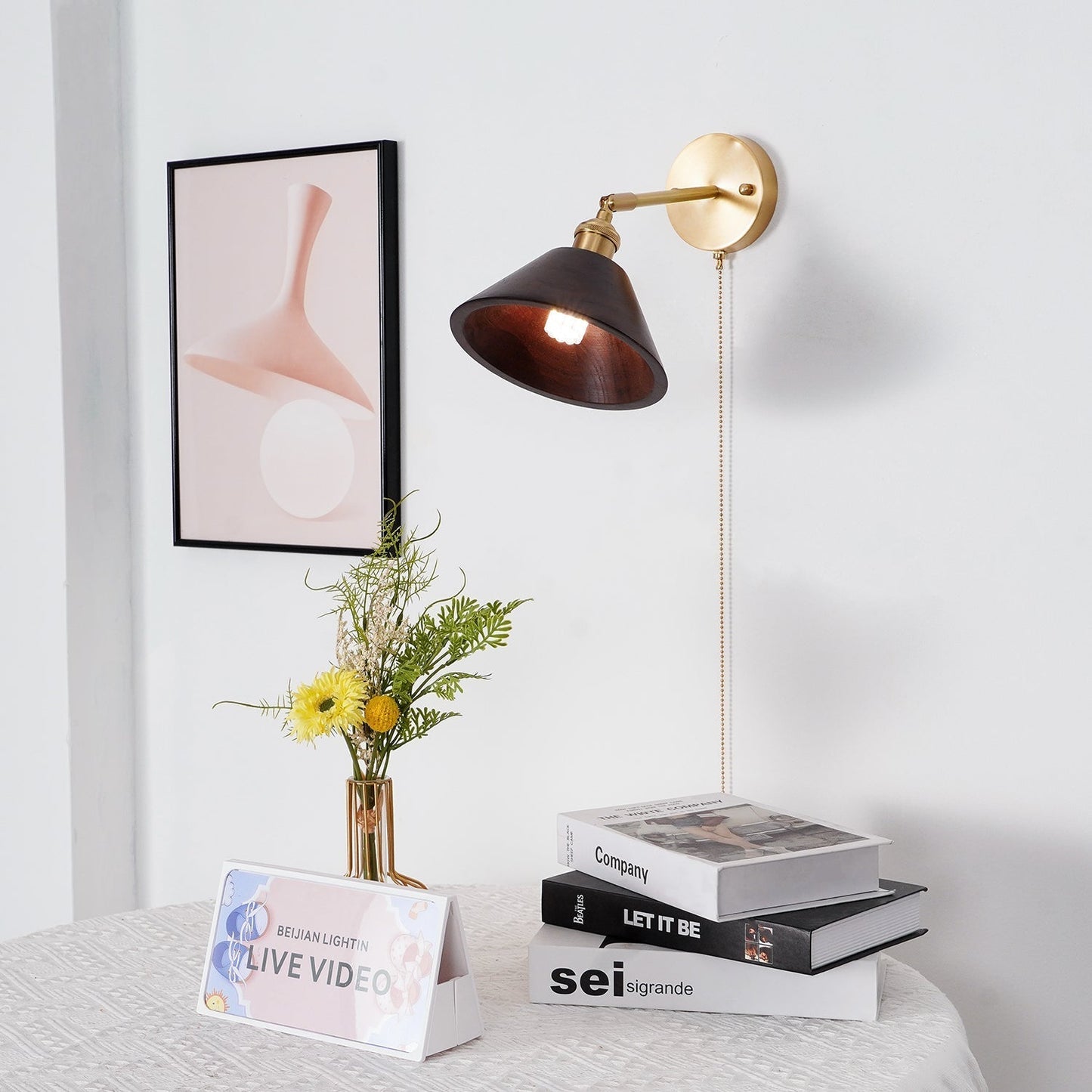 Thorgren | Midcentury Geometric Cone Silhouette Wooden Wall Light