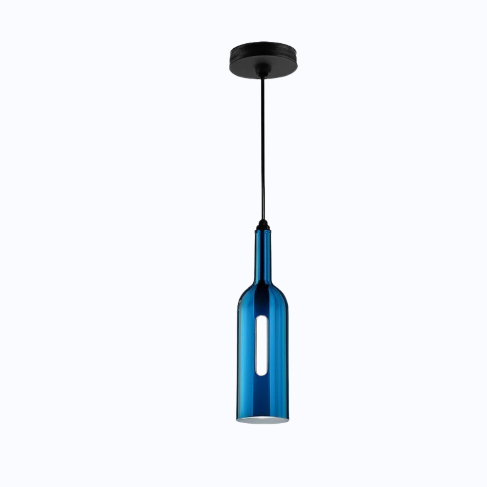 Vireloft | Sculpted Wine Bottle Glass Art Deco Pendant Light