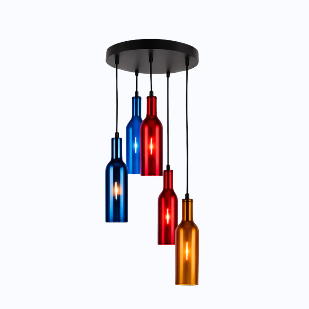 Vireloft | Sculpted Wine Bottle Glass Art Deco Pendant Light
