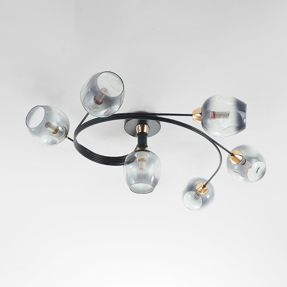 Kenzad | Modern Tornado Wave Glass Globe Flush Mount Ceiling Light